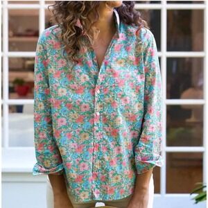 Frank Eileen Multi Floral Eileen Relaxed Button Down Woven Shirt Top - XXSmall